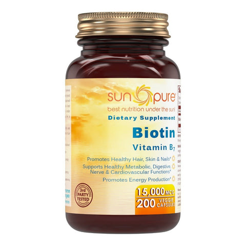 Sun Pure Biotin 15000 Mcg 200 Veggie Capsules