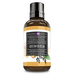 Amazing Aroma Ginger Essential Oil -2 Oz. (60ml) Bottle - 100% Pure, Undiluted Therapeutic Grade Oils - Ideal for Aromatherapy Stimulating - Great Quality Great Value!