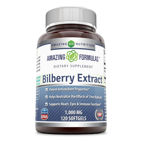 Amazing Formulas Bilberry Extract 1000 Mg 120 Softgels