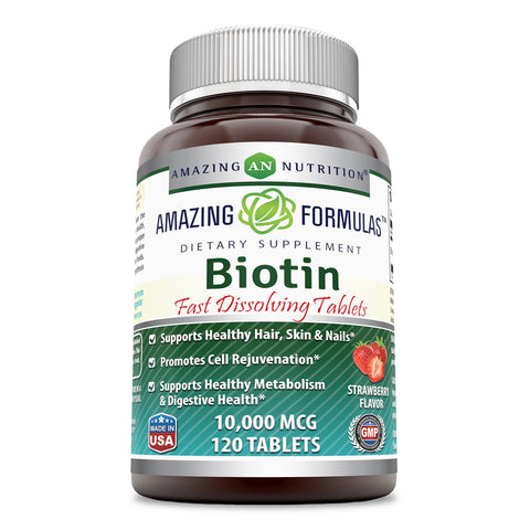Amazing Formulas Biotin 10000 Mg 120 Tablets Strawberry Flavor