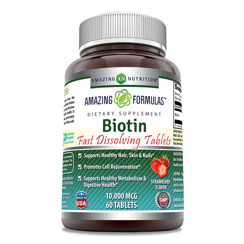 Amazing Formulas Biotin 10000 Mg 60 Tablets Strawberry Flavor