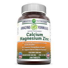 Amazing Formulas Plain Calcium Magnesium Zinc 240 Tablets