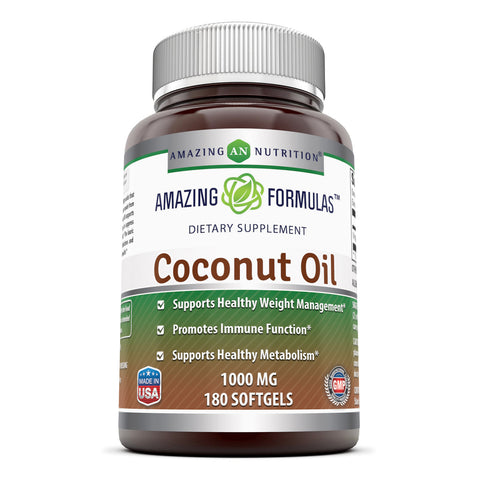 Amazing Formulas Coconut Oil Capsules 1000 Mg 180 Softgels