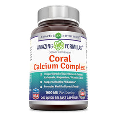 Amazing Formulas Coral Calcium Complex 1000 Mg 200 Quick Release Capsules