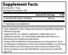 Amazing Formulas L Carnosine 500 Mg 100 Veggie Capsules