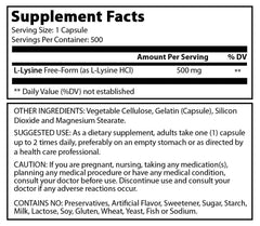 Amazing Formulas L Lysine 500 Mg 500 Capsules