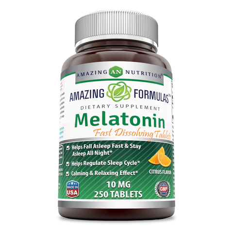 Amazing Formulas Melatonin 10 Mg 250 Tablets Citrus Flavor