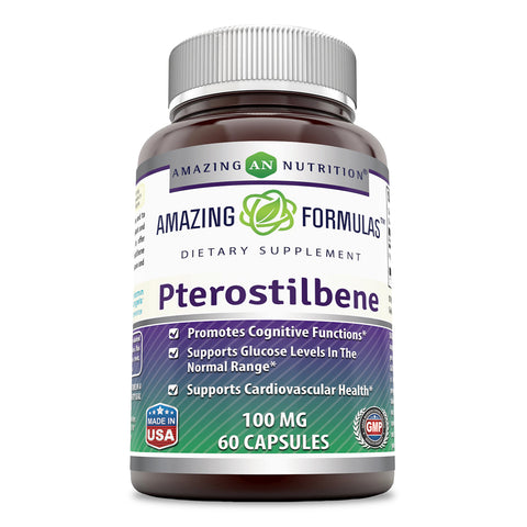 Amazing Formulas Pterostilbene Dietary Supplement 100 Mg 60 Capsules