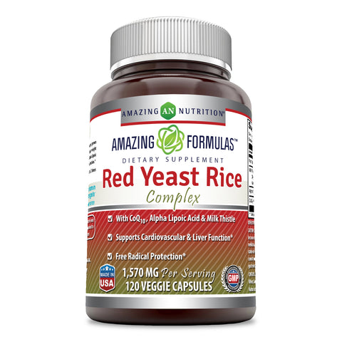 Amazing Formulas Red Yeast Rice Complex 1570 mg per Serving 120 Veggie Capsules