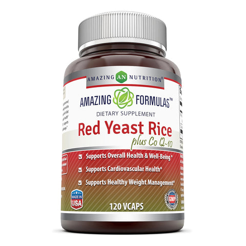 Amazing Formulas Red Yeast Rice Plus Co Q-10 120 Vegetarian Capsules