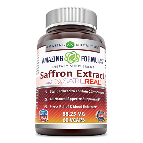 Amazing Formulas Saffron Extract With SATIEREAL 88.25 Mg 60 Veggie Capsules