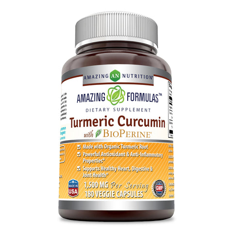 Amazing Formulas Turmeric Curcumin With Bioperine 1500 Mg 180 Veggie Capsules
