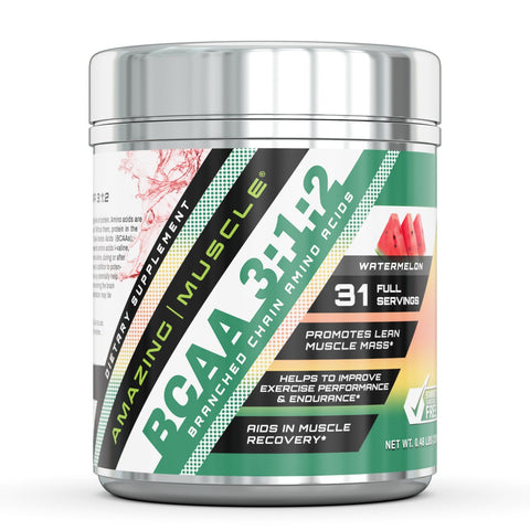 Amazing Muscle BCAA 3:1:2 with Natural Flavor & Sweetners 31 Servings Watermelon