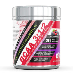 Amazing Muscle BCAA 3:1:2 with Natural Flavor & Sweetners 31 Servings Wild Berry