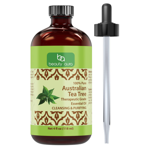 Beauty Aura Australian Tea Tree Essential Oil 4 Fl Oz 118 Ml