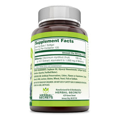 Herbal Secrets Bilberry Extract 1000 Mg 120 Softgels