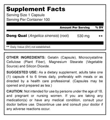 Herbal Secrets Dong Quai 530 mg 100 capsules