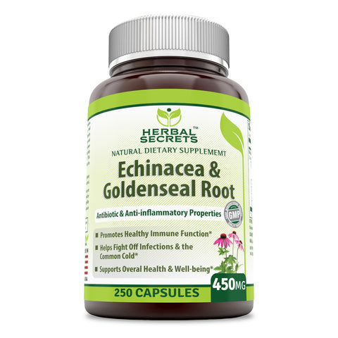 Herbal Secrets Echinacea & Goldenseal 450 Mg 250 Capsules