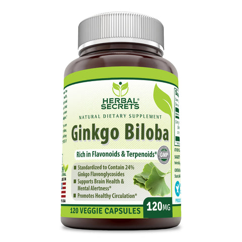 Herbal Secrets Ginkgo Biloba 120 Mg 120 Veggie Capsules