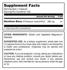 Herbal Secrets Hawthorn Berries 565 Mg 120 Capsules - herbalsecrets
