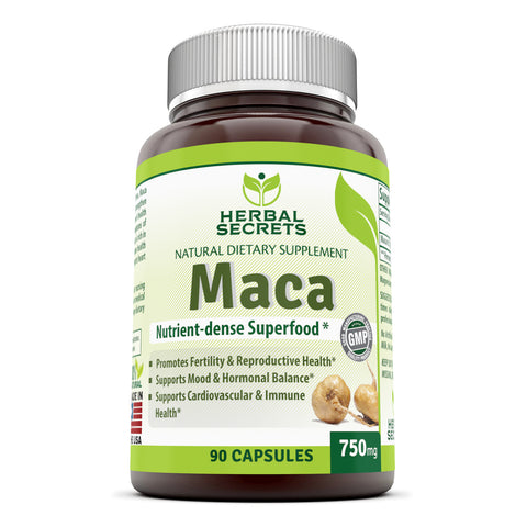 Herbal Secrets Maca 750 Mg 90 Capsules