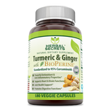 Herbal Secrets Turmeric Curcumin & Ginger With BioPerine 180 Veggie Capsules
