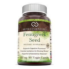 Nutri Essentials Fenugreek Seed Supplement 610 Mg 90 Veggie Capsules