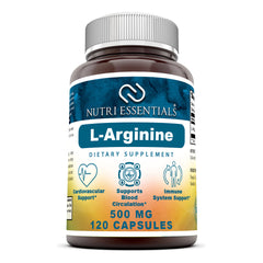 Nutri Essentials Premium Quality L Arginine 500 Mg 120 Capsules