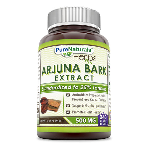 Pure Naturals Arjuna Bark Extract 500 Mg 240 Veggie Capsules