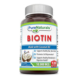Pure Naturals Biotin Made with Coconut Oil Dietary Supplement 10000 Mcg 120 Softgels