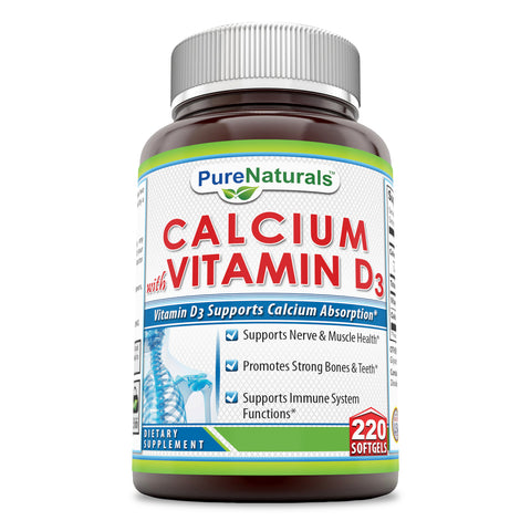 Pure Naturals Calcium with Vitamin D3 220 Softgels
