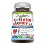 Pure Naturals Chelated Magnesium Dietary Supplement 250 Milligrams 180 Tablets