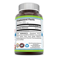 Pure Naturals Choline Bitartrate 650 Mg 180 Tablets