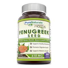 Pure Naturals Fenugreek Seed Supplement 610 Mg 360 Veggie Capsules
