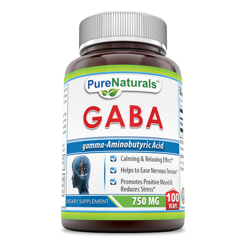 Pure Naturals Gamma Aminobutyric Acid Gaba 750 Mg 100 Vegetarian Capsules