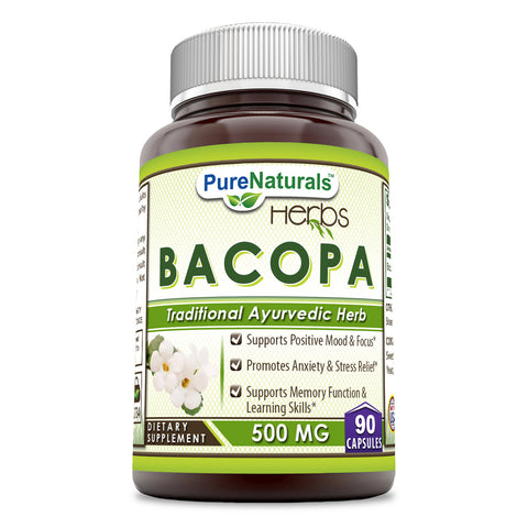 Pure Naturals Bacopa Powder 500 Mg 90 Capsules