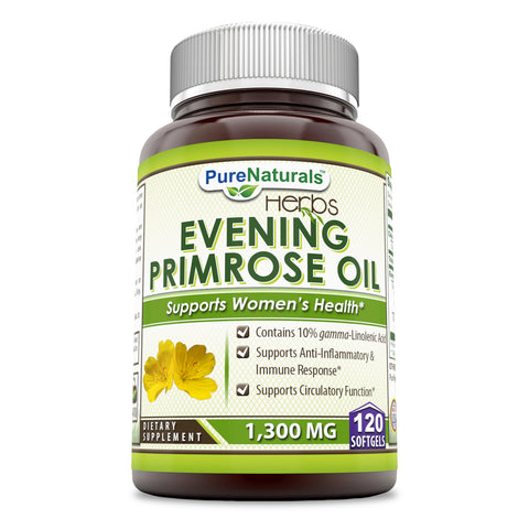 Pure Naturals Evening Primrose Oil with 10% GLA 1300 Mg 120 Softgels