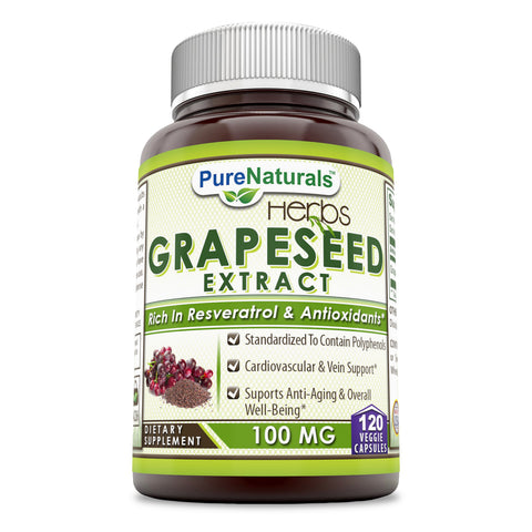 Pure Naturals Grapeseed Extract 100 Mg 120 Veggie Capsules