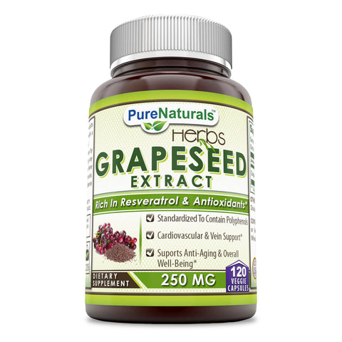 Pure Naturals Grapeseed Extract 250 Mg 120 Veggie Capsules