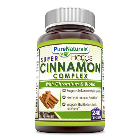 Pure Naturals Super Cinnamon Complex With Chromium & Biotin 120 Capsules