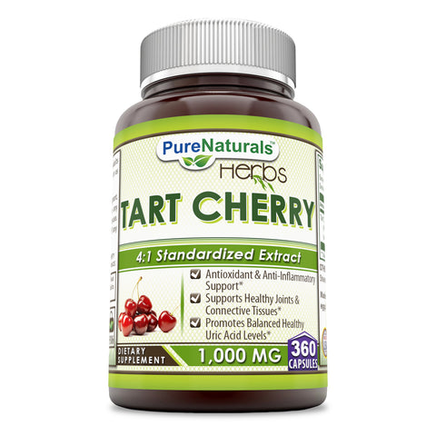 Pure Naturals Tart Cherry Extract Dietary Supplement 1000 Mg 360 Capsules