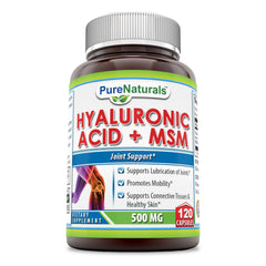 Pure Naturals Hyaluronic Acid Plus MSM 500 MG 120 Veggie Capsules