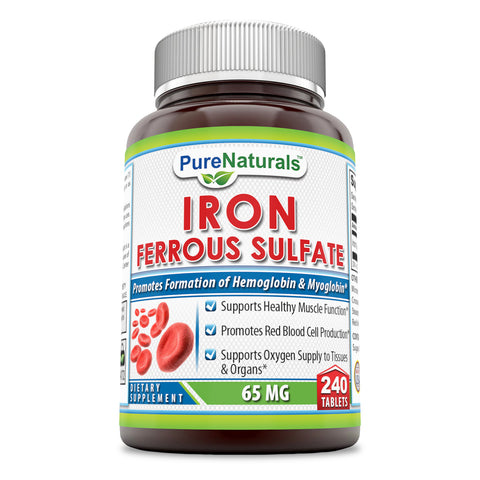 Pure Naturals Iron Ferrous Sulfate 65 Mg 240 Tablets