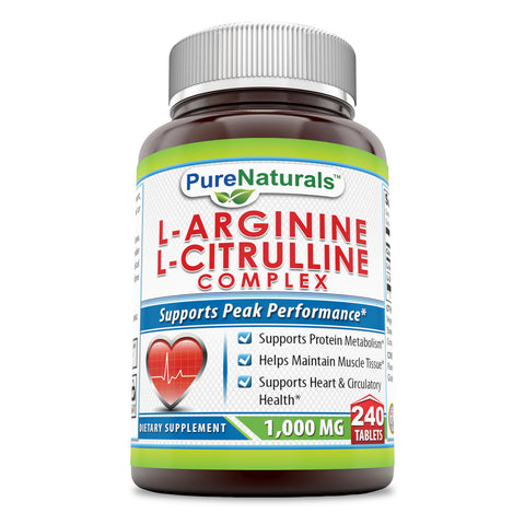 Pure Naturals L Arginine L Citrulline Complex 1000 Mg 240 Tablets