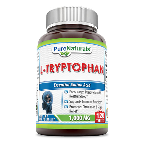 Pure Naturals L-Tryptophan Dietary Supplement 1000 mg 120 Tablets