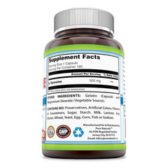 Pure Naturals L Tyrosine Dietary Supplement 500 Mg 180 Capsules