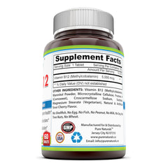 Pure Naturals Methyl B12 Dietary Supplement Chewing 5000 Mcg 60 Tablets