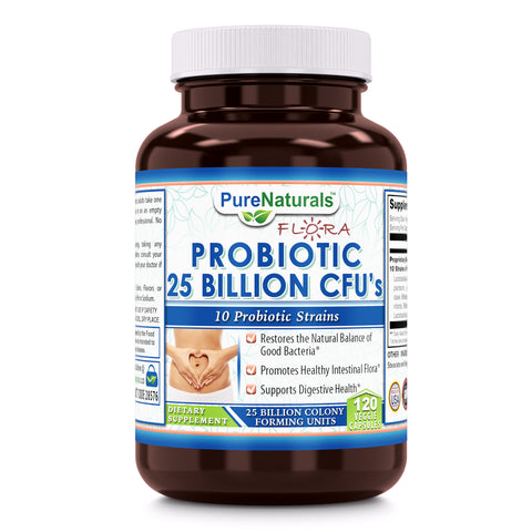 Pure Naturals Probiotic 25 Billion CFUs 10 Strains 120 Veggie Capsules
