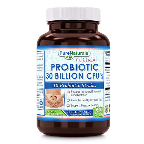 Pure Naturals Probiotic  30  Billion  with 10 Best Probiotics  Strains 60 Veggie Capsules