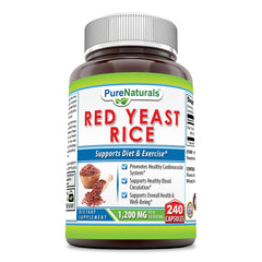 Pure Naturals Red Yeast Rice Dietary Supplement 1200 Mg 240 Capsules